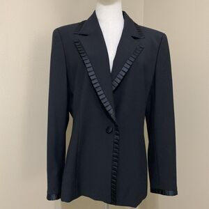 Escada Margaretha Ley Black Jacket One Button Wool Women’s‎ Size 42